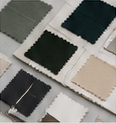 Selected green and neutral fabric swatches