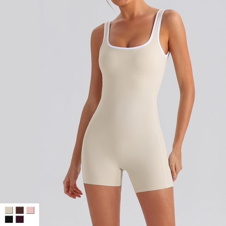 Women’s Short-Sleeve Colorblock Yoga Jumpsuit